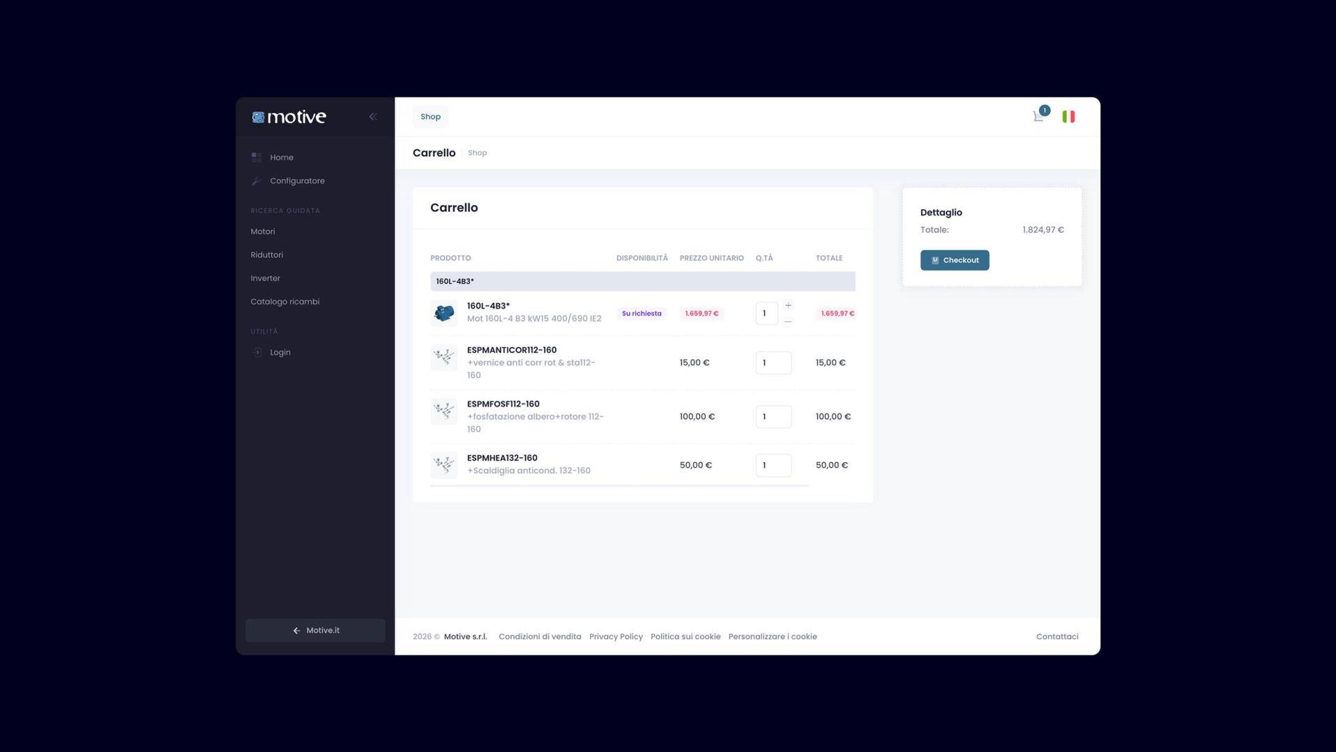 Ecommerce motori elettrici